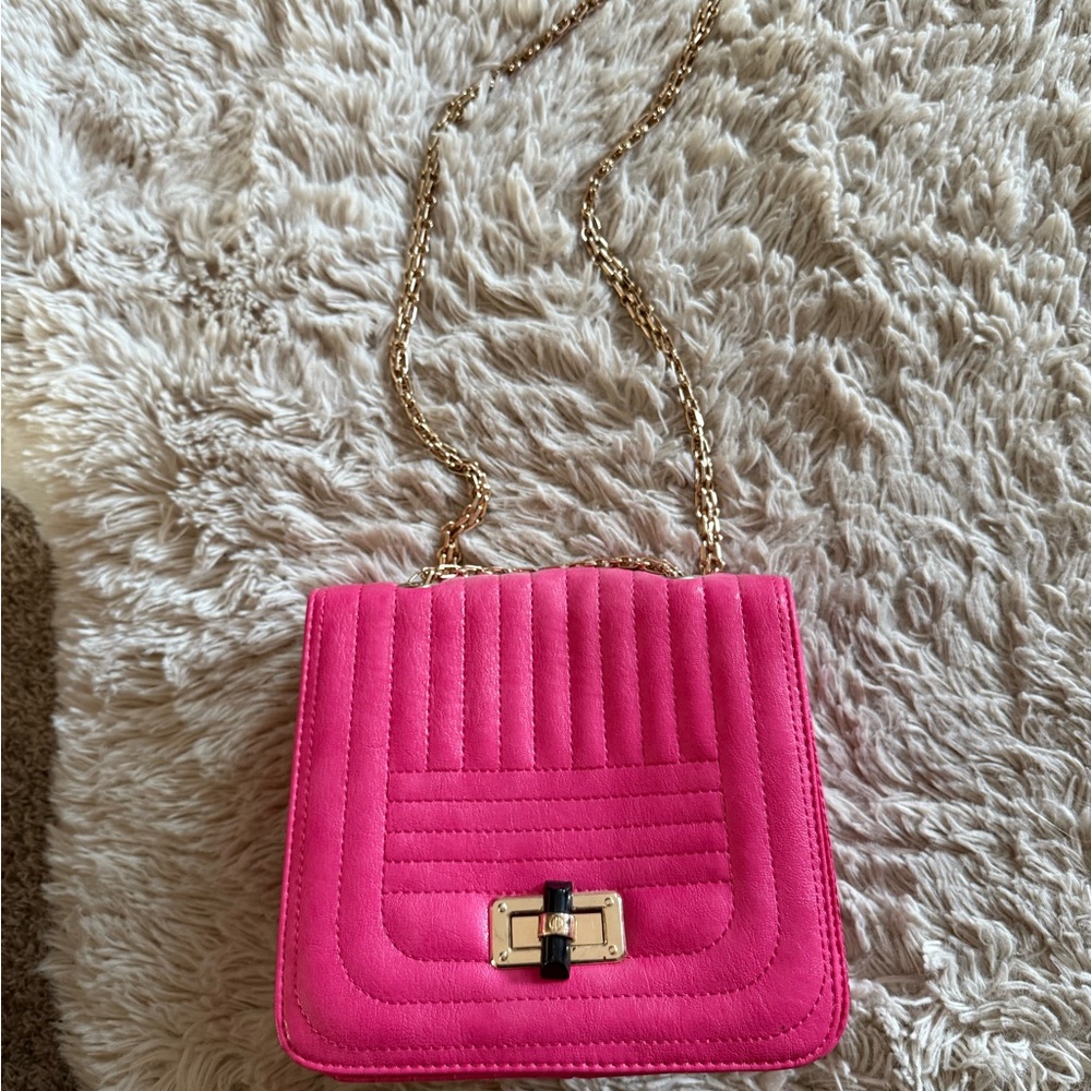 Pink Quilted Chain Shoulder Bag